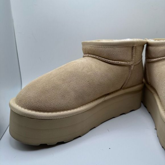 CUSHIONAIRE Women's Genuine Suede pull platform boot +Memory Foam 8.5 SAND - Picture 7 of 7